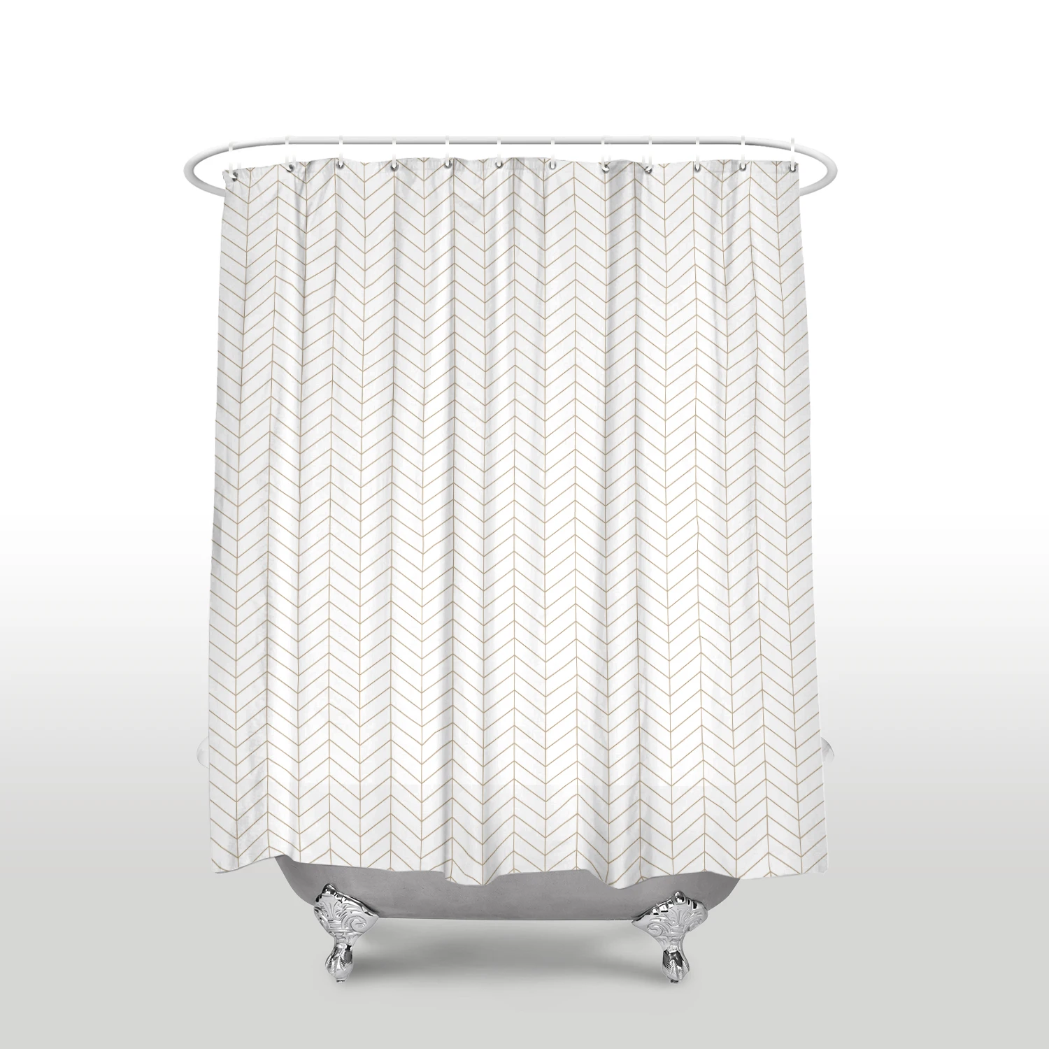 New Waterproof Simple Geometric Pattern Shower Curtain with Hooks