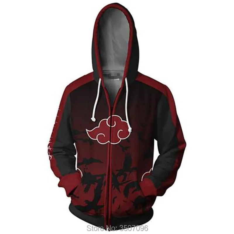 

2018 Naruto Hoodie Uchiha Sasuke Cosplay Coat Uzumaki Akatsuki Naruto Jacket Zipper Thin Coat Outfit Sweatshirt
