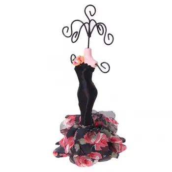 

Mini Black Gown Lady Mannequin Earring Necklace Jewelry Stand Display Holder
