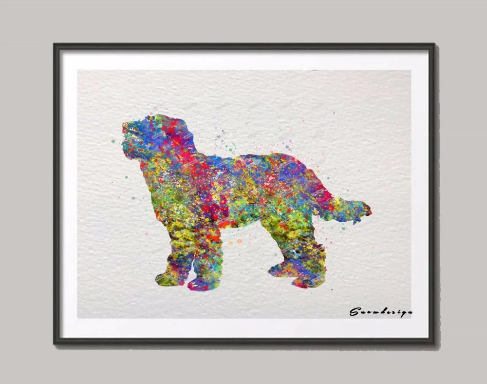 Original Goldendoodle watercolor canvas painting Dog wall art poster