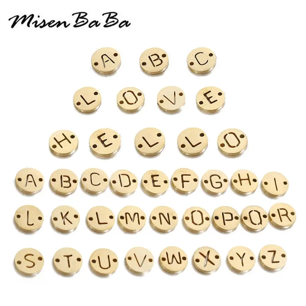 Gold Silver Color Stainless Steel Tag Round Letter Charms For Bracelets Jewelry Making DIY Letter Charm Pendants Gold Silver Color Stainless Steel Tag Round Letter Charms For Bracelets Jewelry Making DIY Letter Charm Pendants