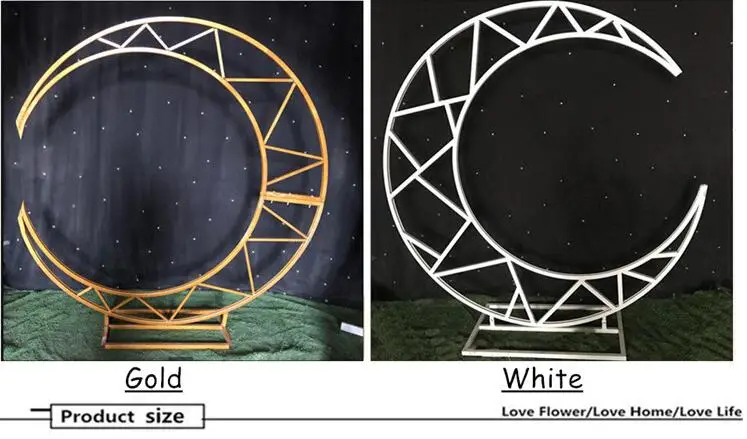 На заказ 70,87 ''Золотая белая луна корабль металлическая железная Арка Декор Свадебный Стенд фон торт стенд полка полумесяц Свадьба Луна арка