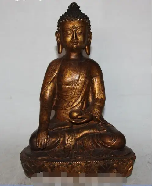 

Old Tibet Buddhism Bronze Seat Lotus Shakyamuni Sakyamuni Amitabha Buddha Statue