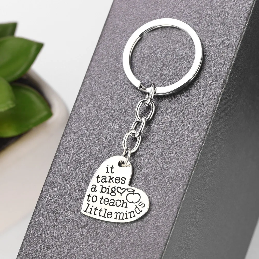 Trendy Silver Color Alloy Heart Shape Pendant Keychain Engraved Words Inspirational Key Chains