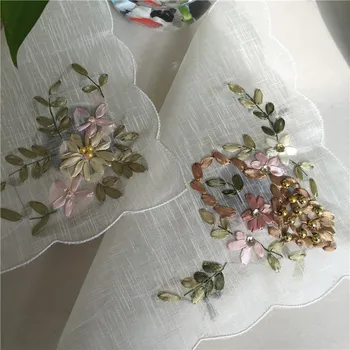 

24*24cm Elegant Embroidery Table Runner Pastoral Fabric Tea tablecloth, Luxury Table mat table Cover for decoration