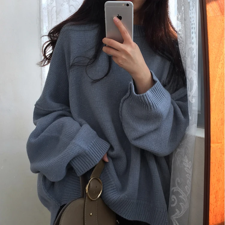 Шикарные корейские свитера в стиле Харадзюку, женские модные осенне-зимние вязаные пуловеры с рукавами «летучая мышь», женские толстые Джемперы в стиле ретро