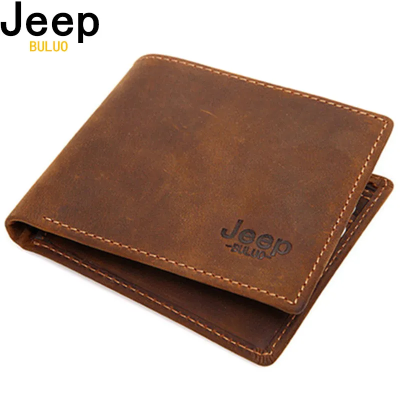 Acheter JEEP BULUO marque de luxe hommes portefeuilles affaires vache en cuir véritable hommes carte portefeuille sac à main de qualité supérieure court Carteira Masculina