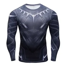 Panther Long Sleeve 3D Printed Sports T-Shirts Men Gym Fitness Running Compression Quick-Dry High Elastic Bodybuilding Shirts