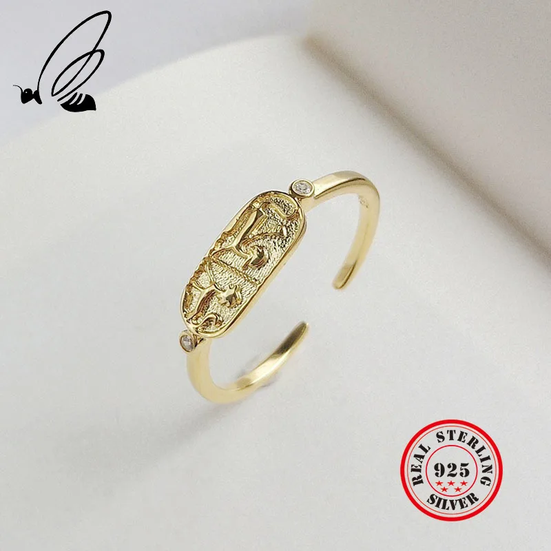 

Nordic Style Animal Ring Authentic 925 Sterling Silver Gold Color Thin European Style Open Rings For Women Fine Vintage Jewelry