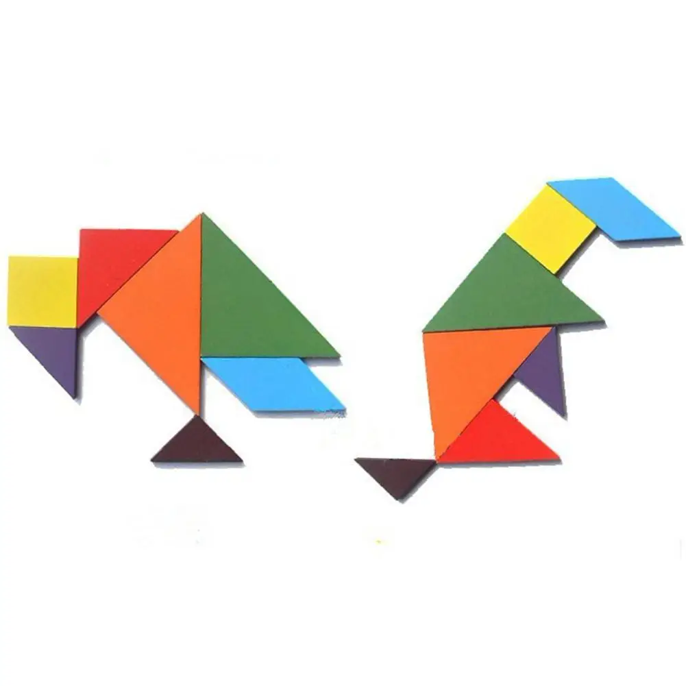 Vitoki Деревянный Tangram 7 шт пазл красочный квадрат IQ игра головоломка умная забавная
