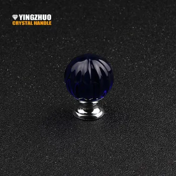 

30mm 5pcs Deep blue crystal glass pumpkin ball handle furniture hardware accessories drawer cabinet door knob knob free shipping