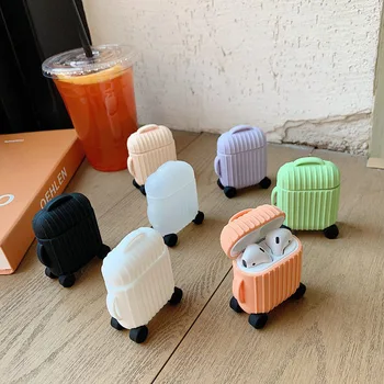 

For AirPods 2 Case Fashion Cute Suitcase Trunk Case For Airpods 2 Luggage Design Bluetooth Wireless Earphone Cover Funda