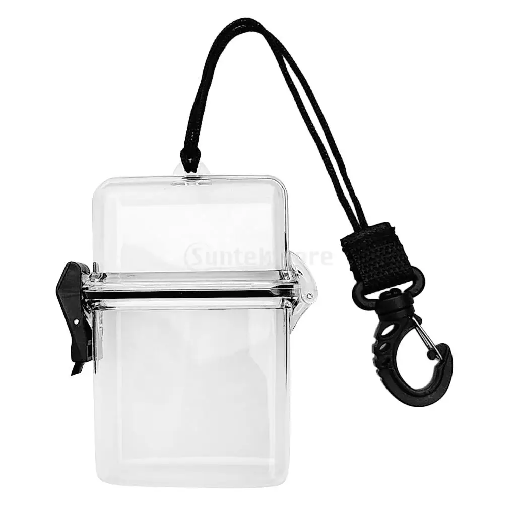 Scuba Diving Kayaking Waterproof Dry Box Gear Accessories Container Case & Rope, Clip for Money, ID Cards, License, Keys