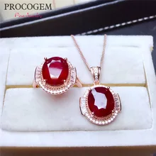 Аутентичные Природные Подогреваемые голуби-кровавый Рубин Ювелирные наборы с CZ для женщин вечерние 6Ct настоящие драгоценные камни высококачественные ювелирные изделия 925 пробы#493