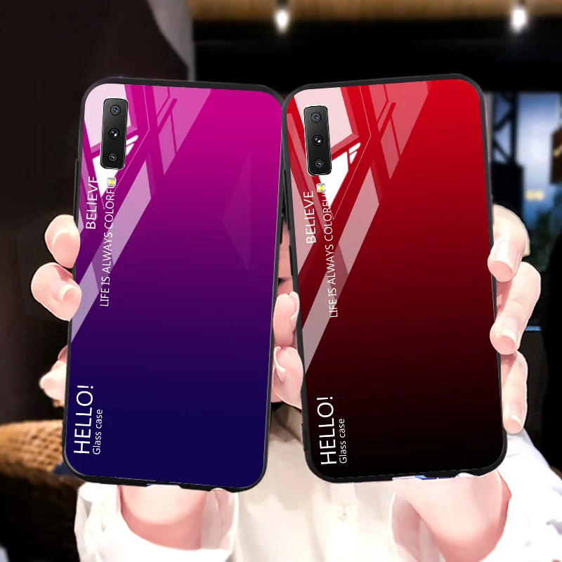

Tempered Glass Case For Samsung Galaxy A7 2018 A8 A6 J7 2017 Cases Samsung J4 J6 J8 J2 Core Prime Pro Silicone Bumper Cover