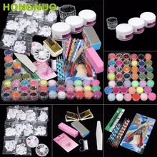 37 шт. Дизайн ногтей набор Профессиональная акриловая блеск Цвет Косметическая пудра французский Дизайн ногтей деко Советы Набор челнока u0310