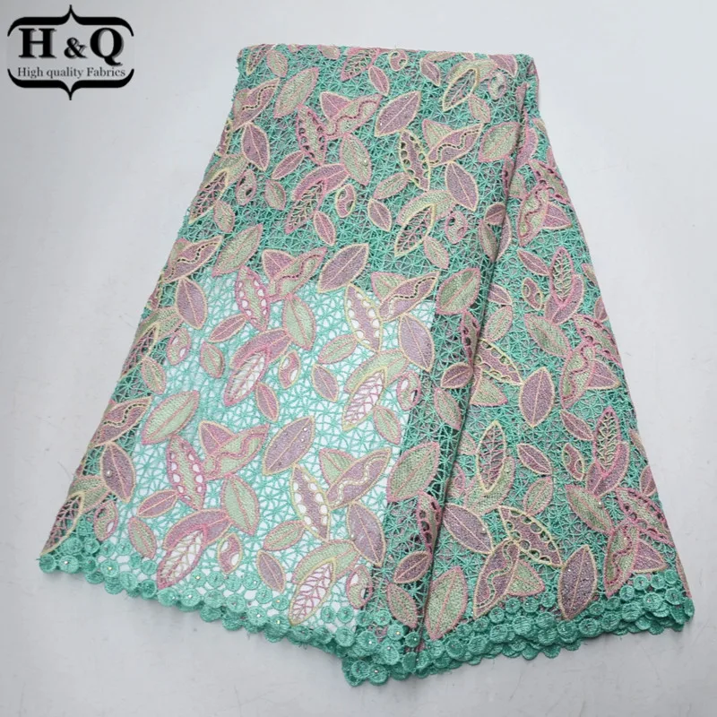 

Nigerian Design African Water Soluble Lace With High Quality 5 Yards/Piece Embroidery African Mesh Lace With Stones For Party
