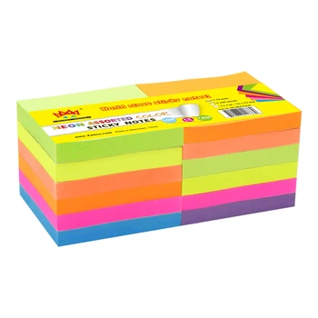 

12 Pads 4A 303x12-N Sticky Notes 3 x 3 Inches 12 Pads Neon Assorted Notes Cute Planner Stickers Stationery Office Decoration