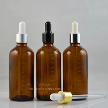 

Superior quality free shipping - 20PCS / 100ML brown glass bottle dropper bottle with the printing scale empty bottles