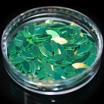 WUF 1 Bottle 3D Shinny Green Mixed Glitter Designs Glitter Slice Paillette Fashion DIY Beauty Oval Decorations Tools #PZ-10