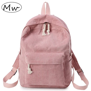 

Moon Wood Candy Color Corduroy Backpack Women Solid Casual Travel Bag School Backpack Bags For Teenage Girls Bolsa Escolar 2019