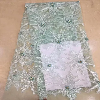 

Nigerian lace fabrics for wedding African French Tulle Lace fabric 2019 high quality african lace for lady dress beads dp13-85