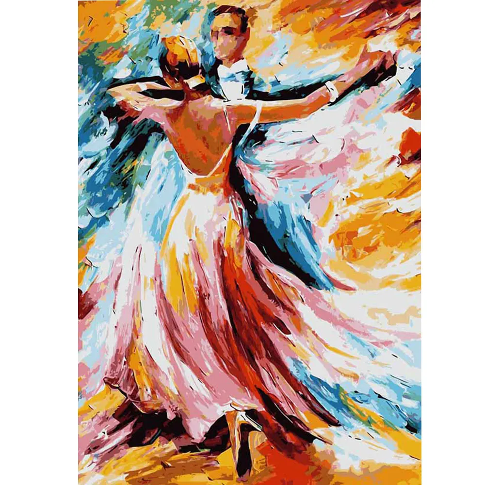 

Framed Painting Impressionis Dancing Lover Women Home Decor DIY Oil Painting By Numbers Abstract Acrylic Canvas Oil Paintings