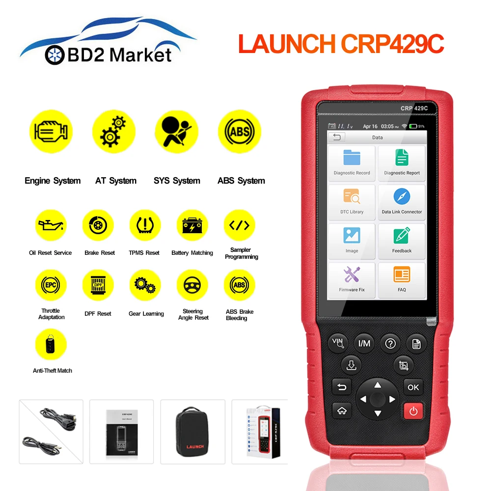 

LAUNCH X431 CRP429C Auto Diagnostic tool OBD2 Scanner Engine/ABS/Airbag/AT+11 Service CRP 429C PK CRP429 CRP129 gereedschap