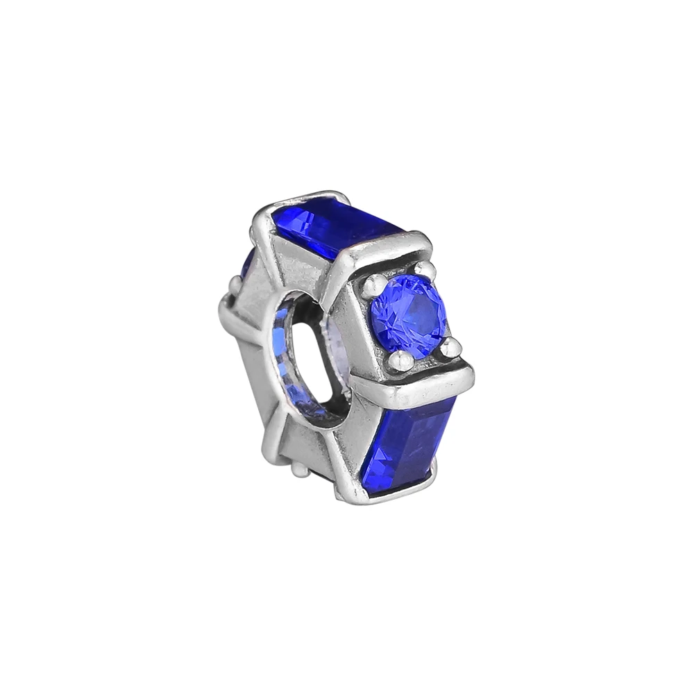 

CKK Ice Sculpture Spacer Beads Charms Blue CZ 925 Sterling Silver Jewelry Bead Fits Bracelet Necklace Kralen Berloque Perles