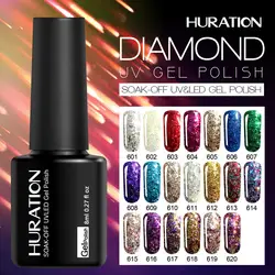 Huration Лидер продаж гель Лаки 8 мл блеск алмаз гель лак для ногтей Замочить UV светодио дный пайетки алмаз повезло 20 Цвет гель лак искусства