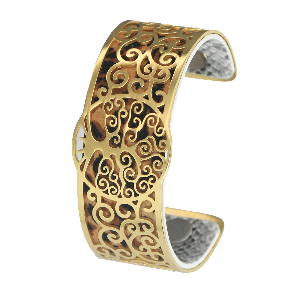 

Legenstar Bangles Bracelets Femme Manchette Tree Of Life Cuffs Stainless Steel Bracelet Reversible Leather Pulseiras Valentine's