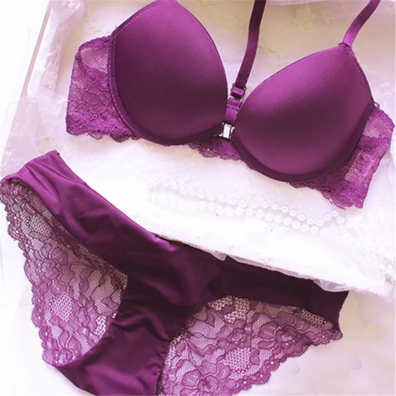 Sexy Bra Women Lingerie Set Plus Size Women Front Closure Bra and Panty Set Purple White Red Push Up Bra Underwear Sets