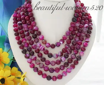 

Z4291 Long 100" 10mm round clarity red stone bead necklace