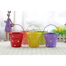 2018 new European pastoral style candy color dot small iron bucket gardening flower arranger photo decoration drop shipping 