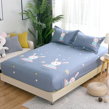 

Hot sell Luxury fashion cartoon Rabbit bed sheet sets 100% cotton twin full queen king size colour fitted sheet pillow case kids