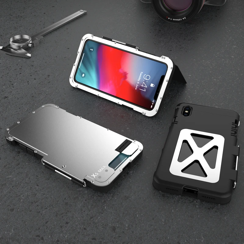 

Original Phone Case For iPhone XS MAX Cover Luxury Steel Metal Flip Case For iPhone X/ XS/ XS MAX/ XR Hard Full Protection Cover