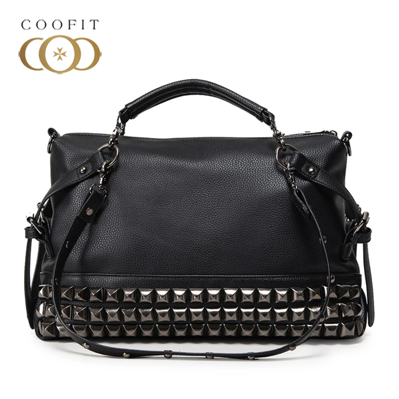 

2018 New Punk Rivet Women's Hand Bag Handbag Fashion PU Leather Crossbody Messenger Bag Girl Female Tote Top Handle Bolsos Mujer