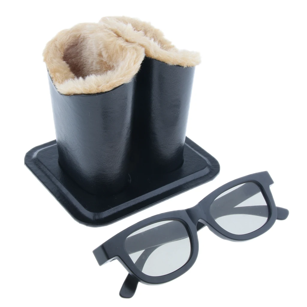 PlushLinedPULeatherEyeglassesHolderStandGlassesCasePenHolder