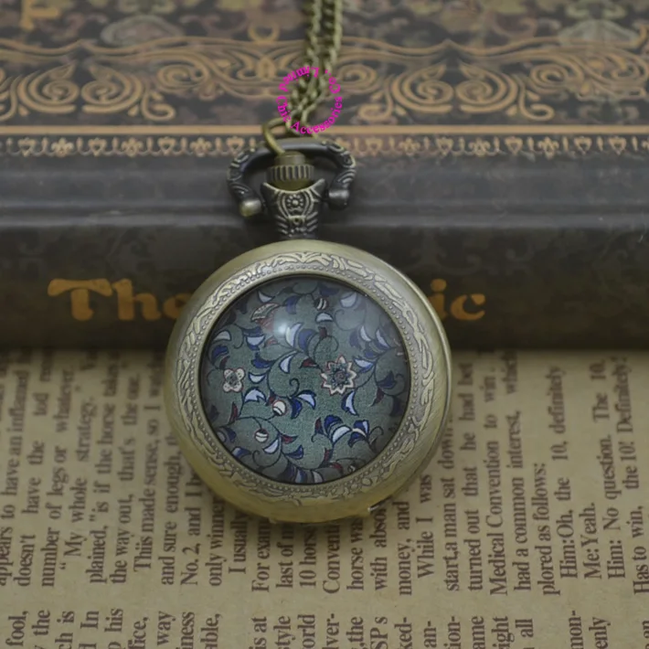 Модные Классические Цветочные антикварные кварцевые карманные часы ожерелье женские fob часы бронзовые круглые выпуклые линзы стеклянная для фотографии новинка - Цвет: model 5