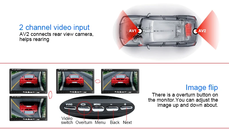 Бесплатная доставка монитор автомобиля, 800*480 HD TFT ЖК-дисплей Moitor с AV вход, специально для автомобиля DVR, 7 дюймов Цвет Парковка монитор