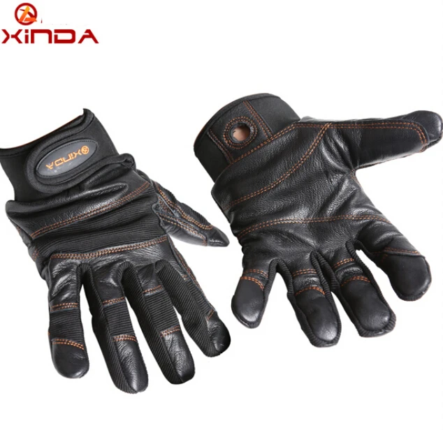 

XINDA SRT Toboggan Down Abseiling Rope Climbing Caving Rescue Wear Non-slip Protective Leather Gloves