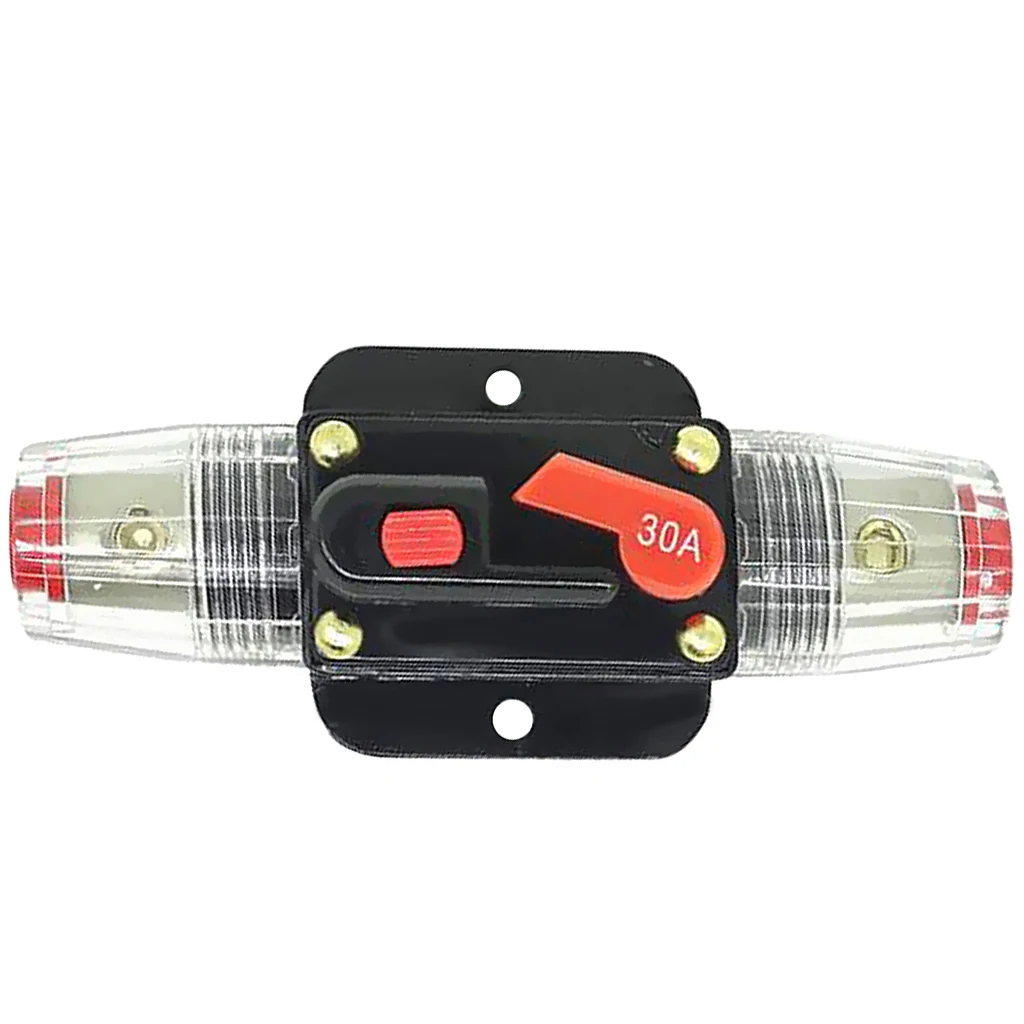 2Pcs 12V DC Car Boat Marine Audio Manual Reset Inline Circuit Breaker Fuse Holder Inverter 20A 30A AMP for System Protection