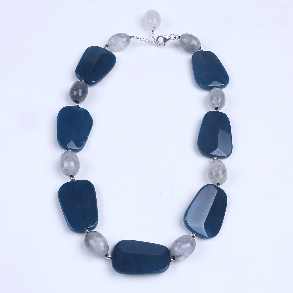 Big natural soapstone necklace with crystal women choker necklace