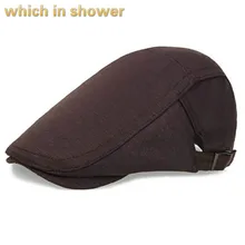 Который в душе высокого качества хлопоковый берет шляпа для женщин мужчин Регулируемая осень весна плоская кепка мужской женский сплошной цвет кости