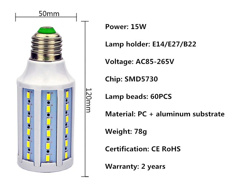 Светодиодный кукурузный светильник E27 SMD5730 10 W-150 W AC85-265V Светодиодная лампа-кукуруза E14/E40/B22 светодиодный светильник светодиодный Лампа Внутреннее освещение