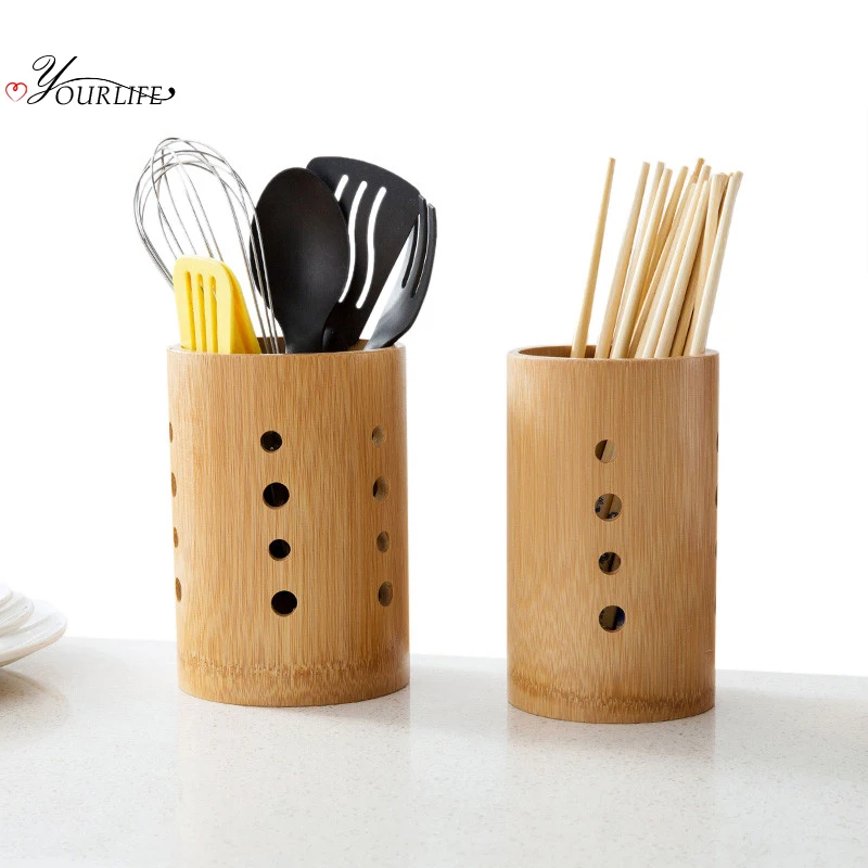 

OYOURLIFE Natural Bamboo Tableware Drainage Holder Kitchen Chopsticks Spoon Cutlery Rack Home Utensils Drying Storage Organizers