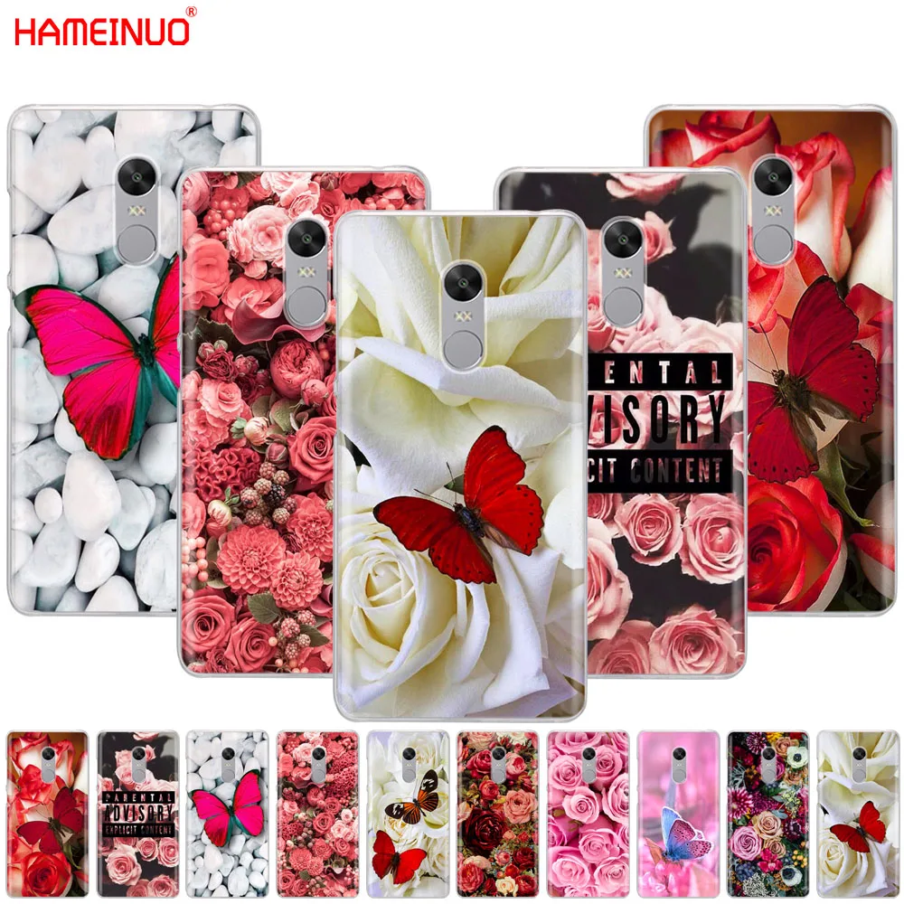

HAMEINUO Red butterfly on white roses flower Cover phone Case for Xiaomi redmi 5 4 1 1s 2 3 3s pro PLUS redmi note 4 4X 4A 5A