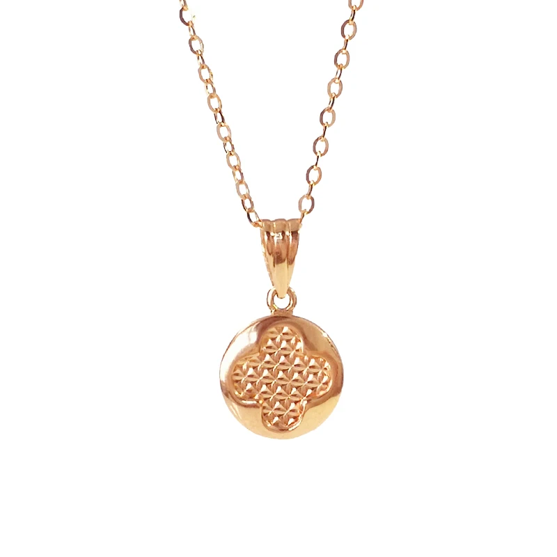 

New Style AU750 Rose Gold Women Fashion Round Pendant 1.04g