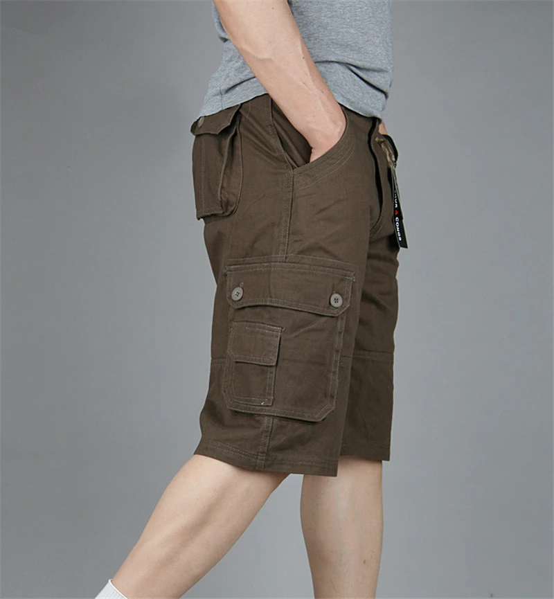 Летние карго шорты мужские повседневные мешковатые мульти карман военный молния пляжные короткие джоггеры комбинезон мужские короткие брюки размера плюс 46