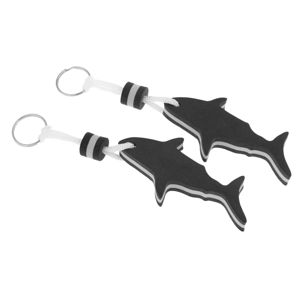 2 Pieces Shark Shaped EVA Foam Floating Keychain Yachting Sailing Swim Surf Boat Fishing Keyring Water Key Float - Choose Colors